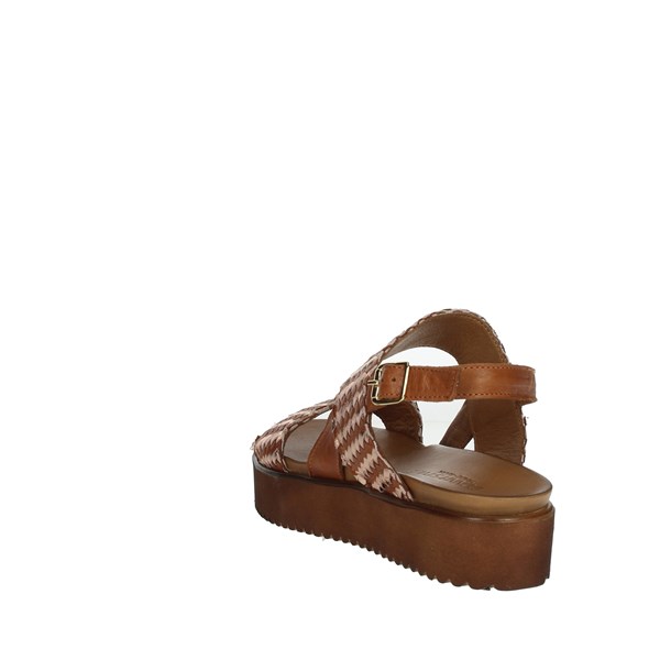 Donna Style Shoes Flat Sandals Brown leather 19-537