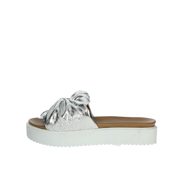 Donna Style Shoes Flat Slippers Silver 19-281