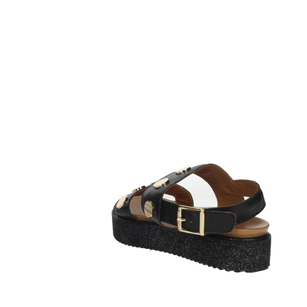 Donna Style Shoes Flat Sandals Black 19-335