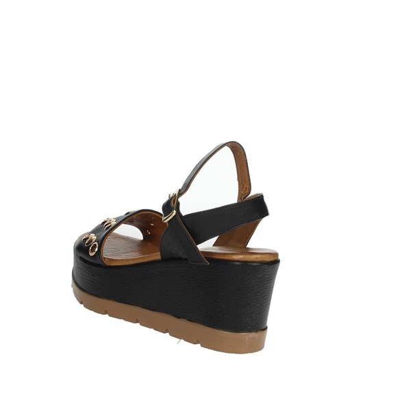 Donna Style Shoes Platform Sandals Black 19-5008