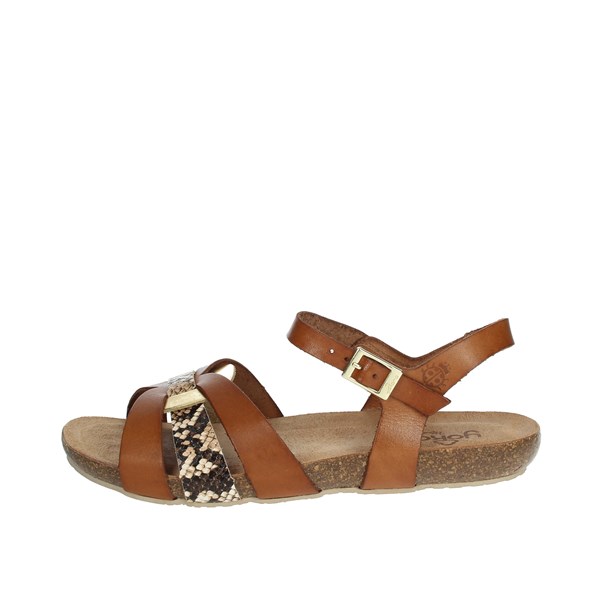 Yokono Shoes Flat Sandals Brown leather IBIZA-153