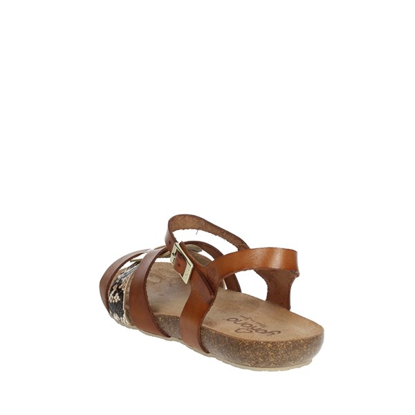 Yokono Shoes Flat Sandals Brown leather IBIZA-153