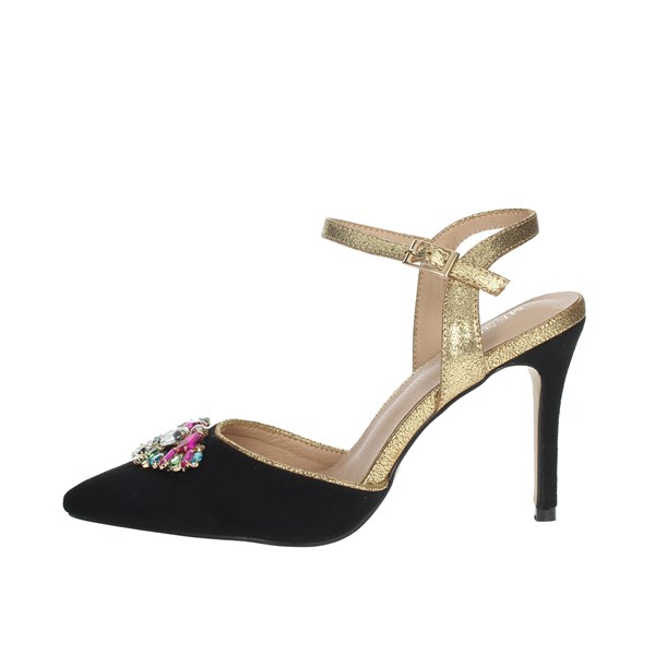 Menbur Shoes Heeled Sandals Black/Gold 22362