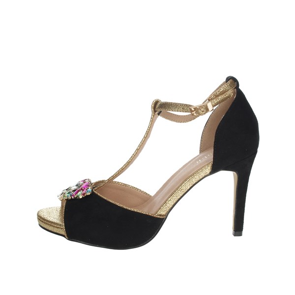 Menbur Shoes Heeled Sandals Black/Gold 22363