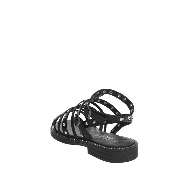 Cult Shoes Flat Sandals Black RED-4