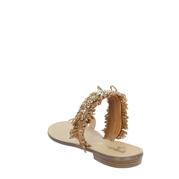 Gold & Gold Shoes Flip Flops Brown leather GL613