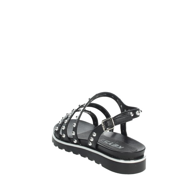Keys Shoes Flat Sandals Black K-4972
