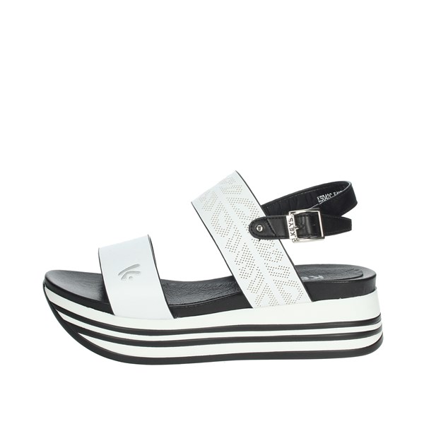 Keys Shoes Platform Sandals White/Black K-5042
