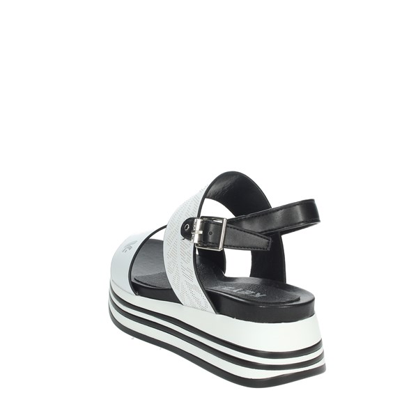 Keys Shoes Platform Sandals White/Black K-5042