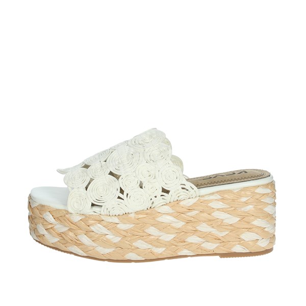 Keys Shoes Platform Slippers White K-4860