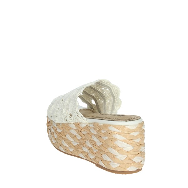 Keys Shoes Platform Slippers White K-4860