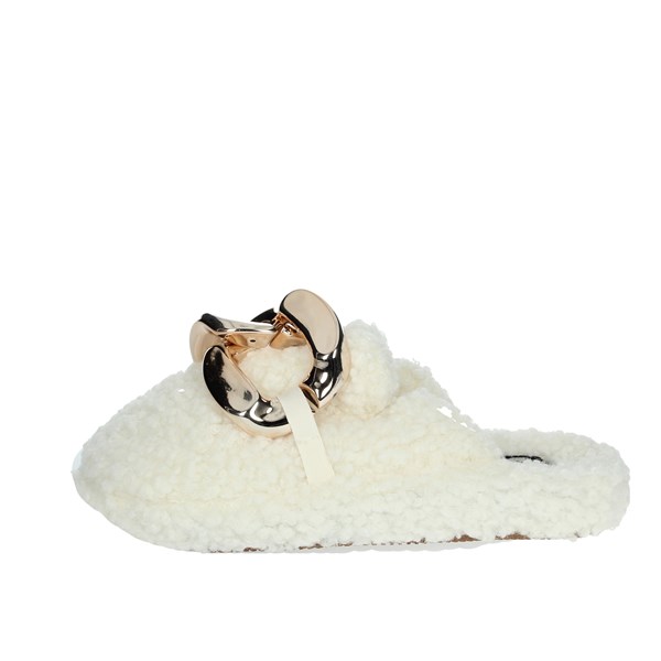 Gold & Gold Shoes Slippers White FL159