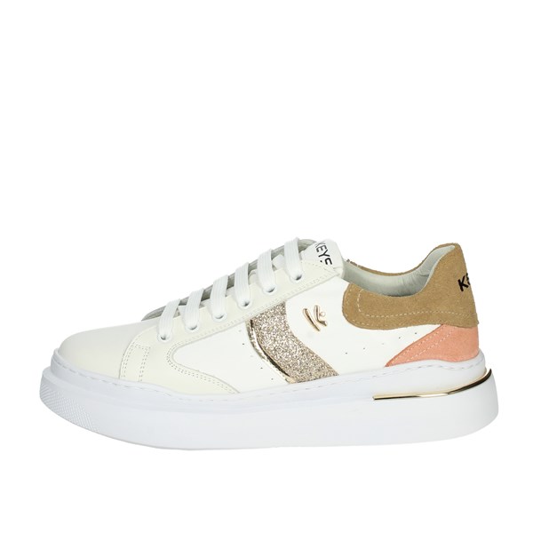 Keys Shoes Sneakers White/Brown leather K-6062