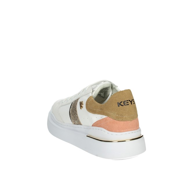 Keys Shoes Sneakers White/Brown leather K-6062