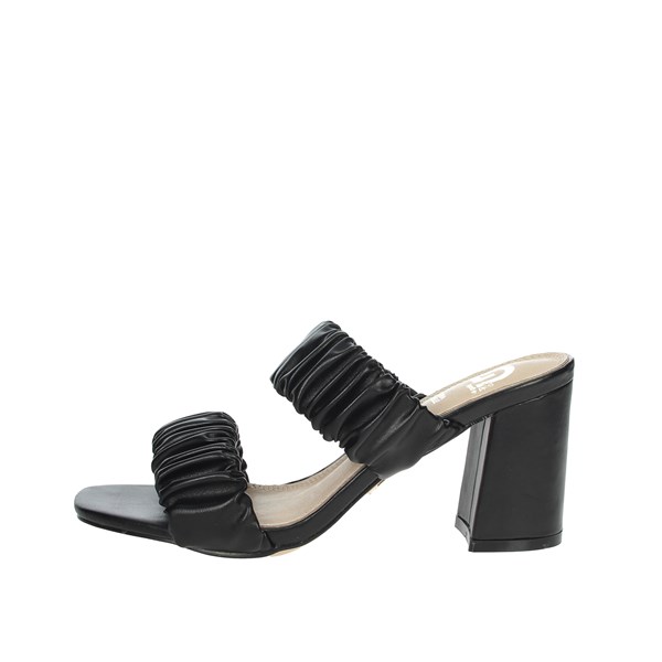 Gold & Gold Shoes Heeled Slippers Black GD589