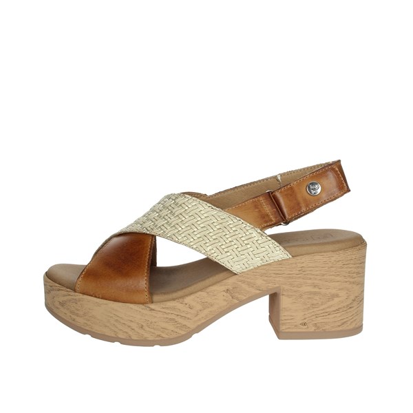 Pitillos Shoes Heeled Sandals Brown leather 2453