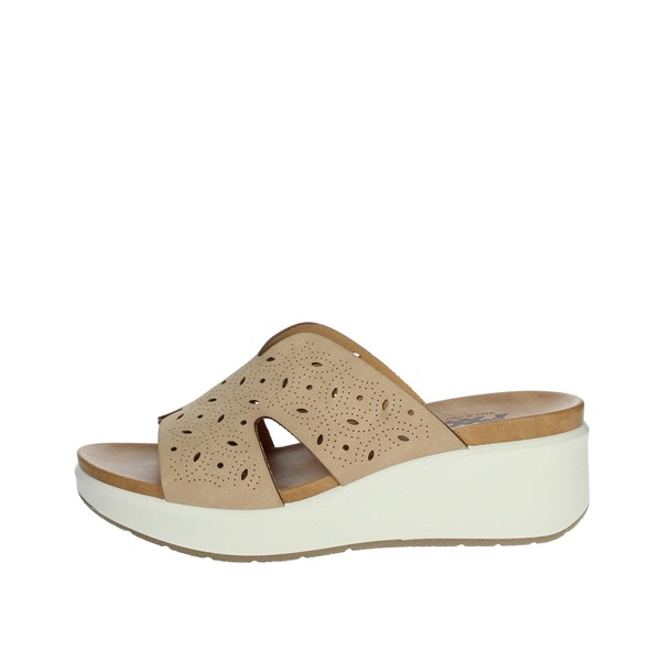 Imac Shoes Platform Slippers Beige 158080