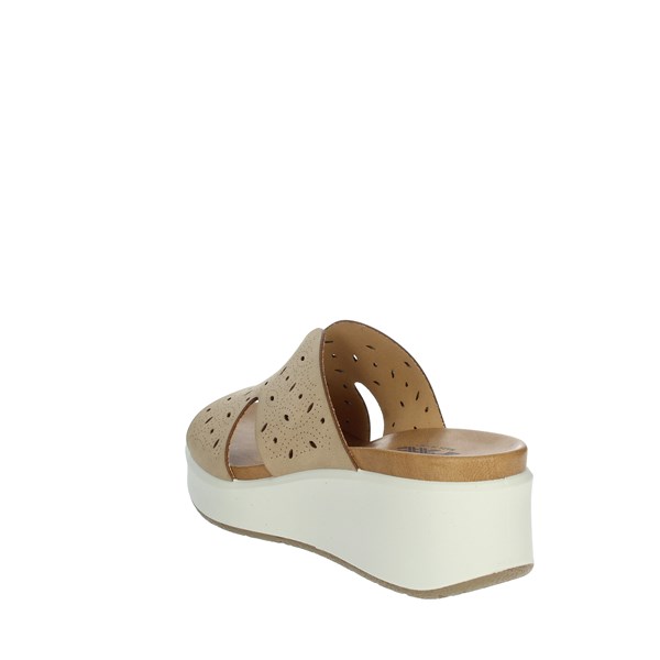 Imac Shoes Platform Slippers Beige 158080