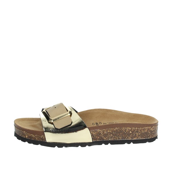 Valleverde Shoes Flat Slippers Beige/gold G531838Q