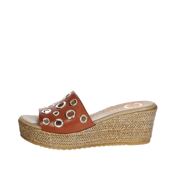 Porronet Shoes Platform Slippers Brown leather FI2737