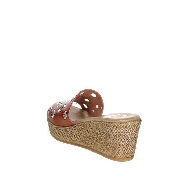 Porronet Shoes Platform Slippers Brown leather FI2737
