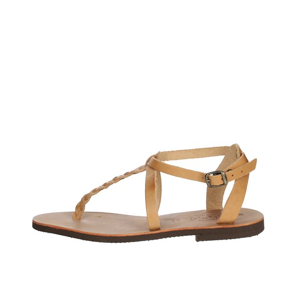 Salento Shoes Flat Sandals Brown leather CG01