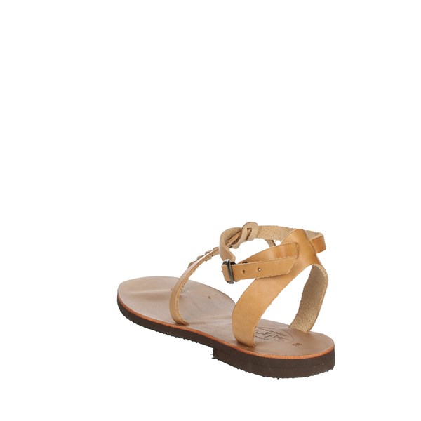 Salento Shoes Flat Sandals Brown leather CG01