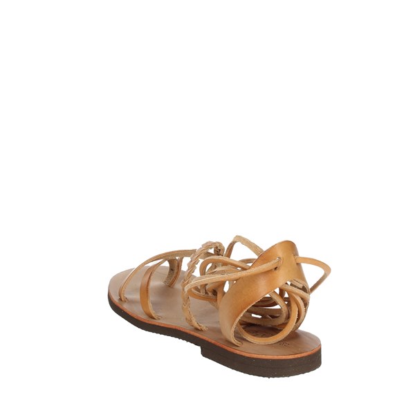 Salento Shoes Flat Sandals Brown leather 2008S