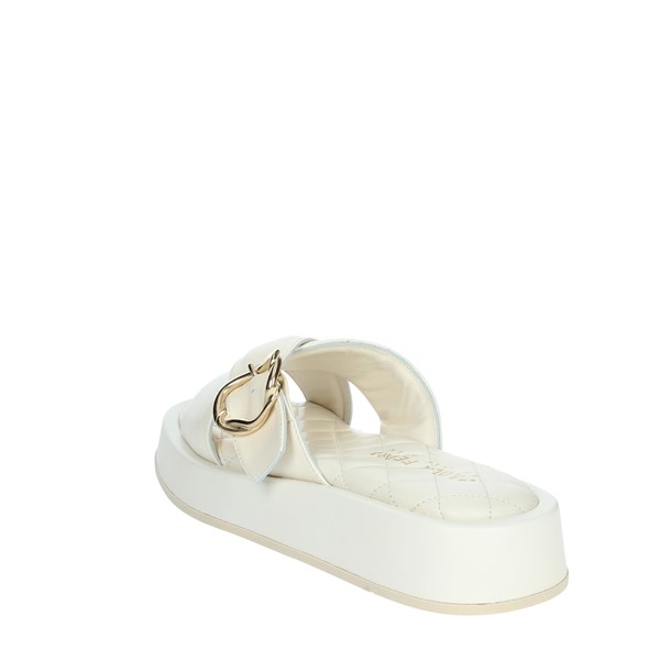 Paola Ferri Shoes Flat Slippers Creamy white D7710
