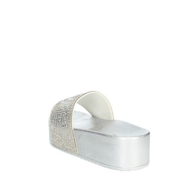 Keys Shoes Platform Slippers Silver K-6550
