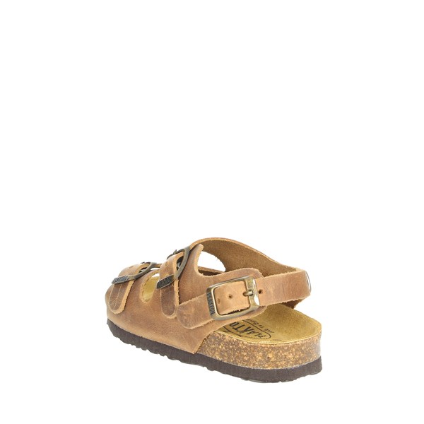 Plakton Shoes Flat Sandals Brown leather CORTO 120046