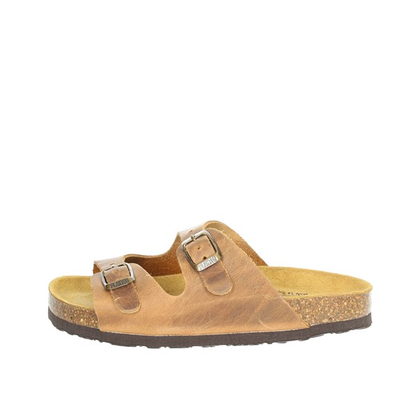 Plakton Shoes Flat Slippers Brown leather PLUTON 120047