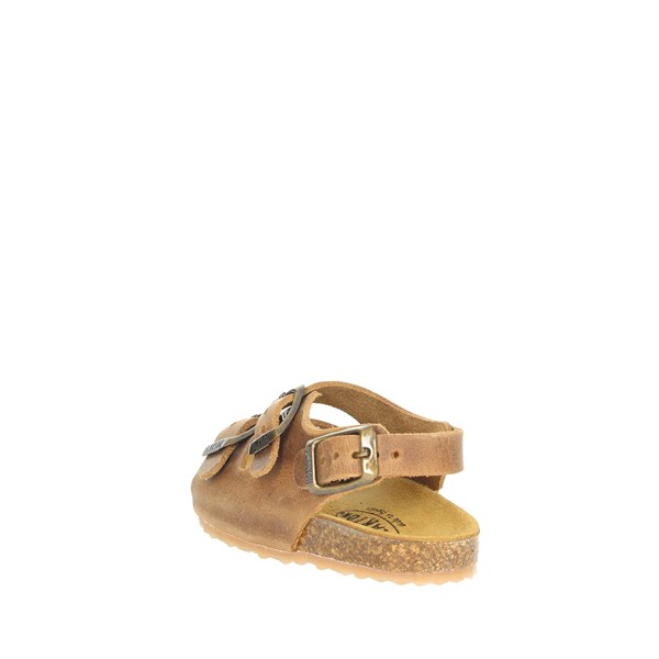Plakton Shoes Flat Sandals Brown leather PETROL 850046