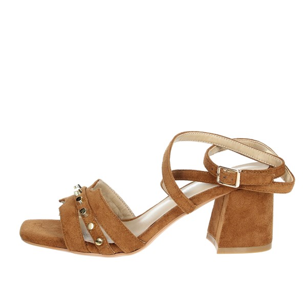 Silvian Heach Shoes Heeled Sandals Brown leather SHS535