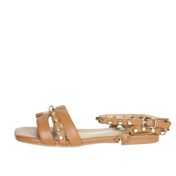 Silvian Heach Shoes Flat Sandals Brown leather SHS901