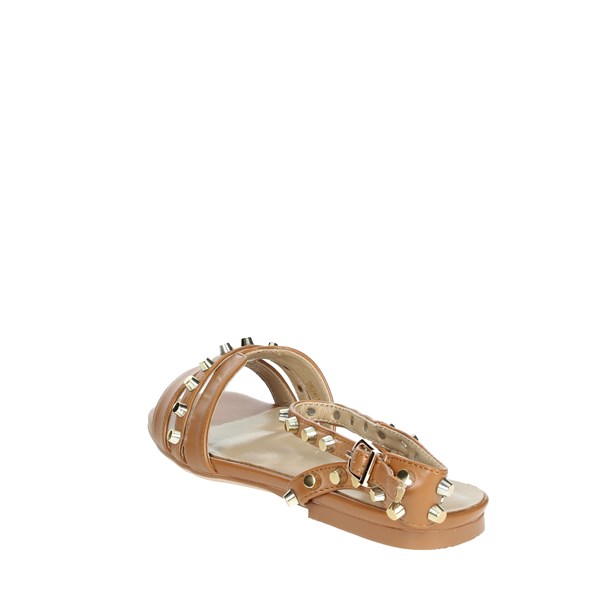 Silvian Heach Shoes Flat Sandals Brown leather SHS901