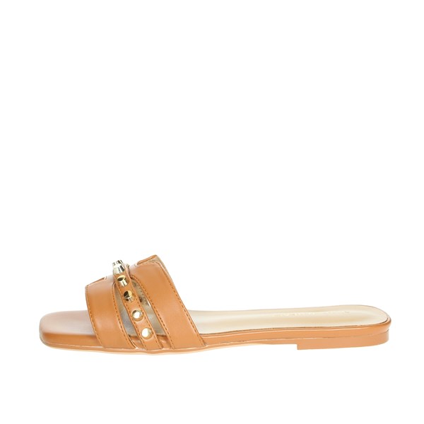 Silvian Heach Shoes Flat Slippers Brown leather SHS902