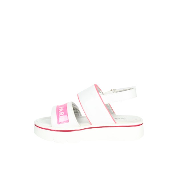 Gaelle Paris Shoes Flat Sandals White/Fuchsia G-1426