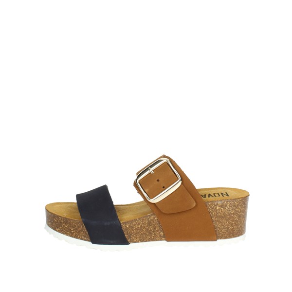 Novaflex Shoes Platform Slippers Blue/Brown leather LEVANTO