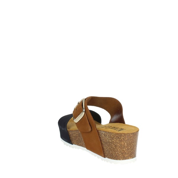 Novaflex Shoes Platform Slippers Blue/Brown leather LEVANTO