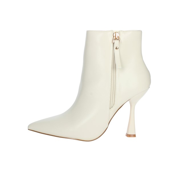 Keys Shoes Heeled Ankle Boots Creamy white K-7243