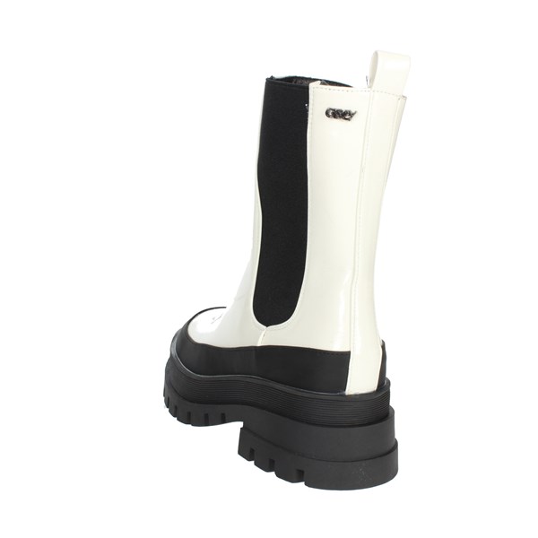 Osey Shoes Low Ankle Boots White/Black TR0333