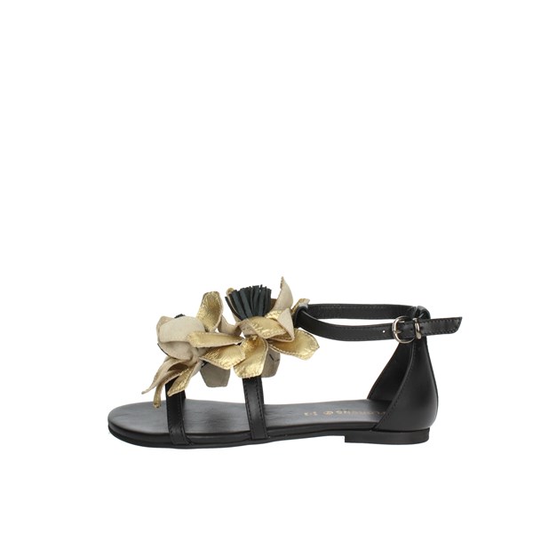 Florens Shoes Flat Sandals Black/Gold F3424