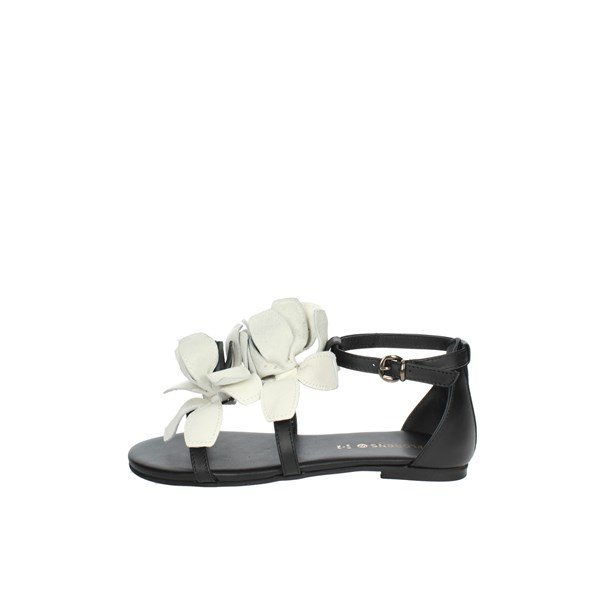 Florens Shoes Flat Sandals Black/White F3424