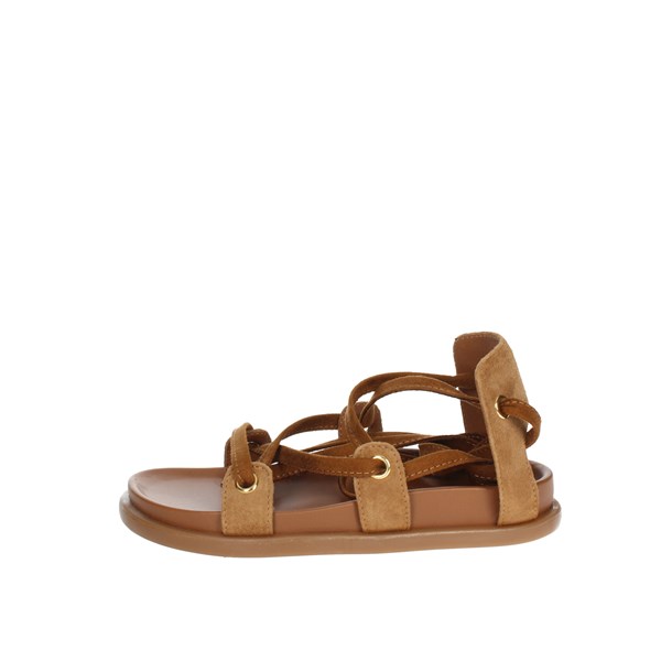 Florens Shoes Flat Sandals Brown leather F3886