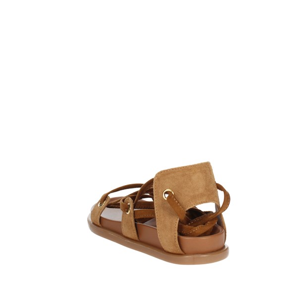 Florens Shoes Flat Sandals Brown leather F3886