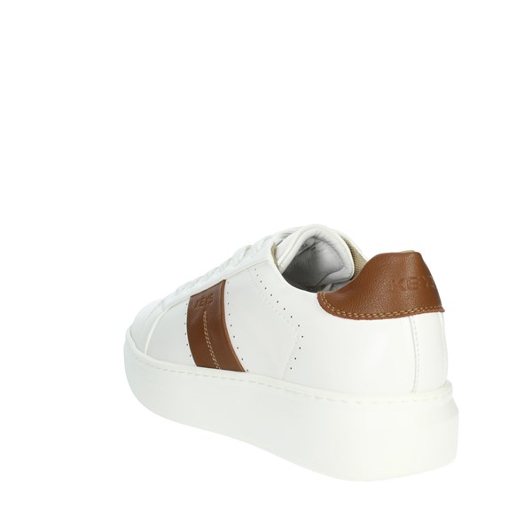 Keys Shoes Sneakers White/Brown leather K-7880