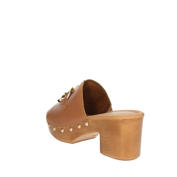 Carmela Shoes Heeled Slippers Brown leather 160715