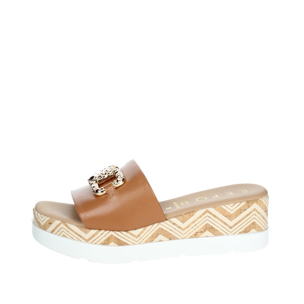 Repo Shoes Platform Slippers Brown leather 50112-E3