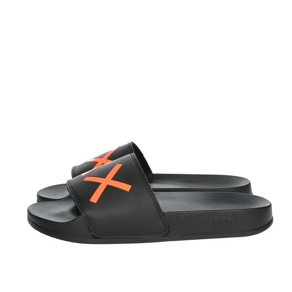 Sun68 Shoes Flat Slippers Black/Orange X33151